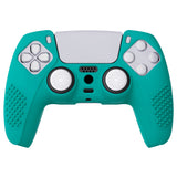 PlayVital Aqua Green 3D Studded Edition Anti-slip Silicone Cover Skin for 5 Controller, Soft Rubber Case Protector for PS5 Wireless Controller with 6 White Thumb Grip Caps - TDPF010