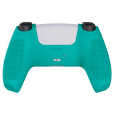 PlayVital Aqua Green 3D Studded Edition Anti-slip Silicone Cover Skin for 5 Controller, Soft Rubber Case Protector for PS5 Wireless Controller with 6 White Thumb Grip Caps - TDPF010