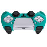 PlayVital Aqua Green 3D Studded Edition Anti-slip Silicone Cover Skin for 5 Controller, Soft Rubber Case Protector for PS5 Wireless Controller with 6 White Thumb Grip Caps - TDPF010