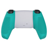 PlayVital 3D Studded Edition Aqua Green Ergonomic Soft Controller Silicone Case Grips for PS5, Rubber Protector Skins with 6 White Thumbstick Caps for PS5 Controller – Compatible with Charging Station - TDPF020