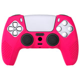 PlayVital 3D Studded Bright Pink Ergonomic Soft Controller Silicone Case Grips for PS5, Rubber Protector Skins with 6 Black Thumbstick Caps for PS5 Controller - TDPF025