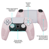 PlayVital 3D Studded Edition Cherry Blossoms Pink Ergonomic Soft Controller Silicone Case Grips for PS5, Rubber Protector Skins with 6 White Thumbstick Caps for PS5 Controller – Compatible with Charging Station - TDPF017