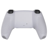 PlayVital 3D Studded Clear White Ergonomic Soft Controller Silicone Case Grips for PS5, Rubber Protector Skins with 6 Clear White Thumbstick Caps for PS5 Controller - Compatible with Charging Station - TDPF026