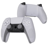 PlayVital 3D Studded Clear White Ergonomic Soft Controller Silicone Case Grips for PS5, Rubber Protector Skins with 6 Clear White Thumbstick Caps for PS5 Controller - Compatible with Charging Station - TDPF026