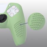 PlayVital 3D Studded Matcha Green Ergonomic Soft Controller Silicone Case Grips for PS5, Rubber Protector Skins with 6 Clear White Thumbstick Caps for PS5 Controller - TDPF028