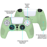 PlayVital 3D Studded Matcha Green Ergonomic Soft Controller Silicone Case Grips for PS5, Rubber Protector Skins with 6 Clear White Thumbstick Caps for PS5 Controller - TDPF028