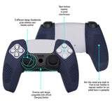 PlayVital 3D Studded Edition Midnight Blue Ergonomic Soft Controller Silicone Case Grips for PS5, Rubber Protector Skins with 6 Black Thumbstick Caps for PS5 Controller – Compatible with Charging Station - TDPF019