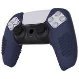 PlayVital 3D Studded Edition Midnight Blue Ergonomic Soft Controller Silicone Case Grips for PS5, Rubber Protector Skins with 6 Black Thumbstick Caps for PS5 Controller – Compatible with Charging Station - TDPF019