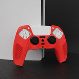 PlayVital Passion Red 3D Studded Edition Anti-Slip Silicone Cover Skin for PS5 Controller, Soft Rubber Case for PS5 Controller with 6 Black Thumb Grip Caps - TDPF014