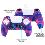 PlayVital 3D Studded Edition Anti-Slip Silicone Cover Skin for ps5 Controller, Soft Rubber Case Protector for ps5 Wireless Controller with Thumb Grip Caps - Pink & Purple & Blue - TDPF021