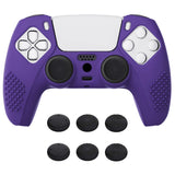 PlayVital Purple 3D Studded Edition Anti-slip Silicone Cover Skin for 5 Controller, Soft Rubber Case Protector for PS5 Wireless Controller with 6 Black Thumb Grip Caps - TDPF007