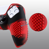 PlayVital 3D Studded Edition Anti-Slip Silicone Cover Skin for ps5 Controller, Soft Rubber Case Protector for ps5 Wireless Controller with Thumb Grip Caps - Red & Black - TDPF022