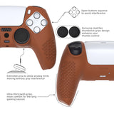 PlayVital 3D Studded Signal Brown Ergonomic Soft Controller Silicone Case Grips for PS5, Rubber Protector Skins with 6 Black Thumbstick Caps for PS5 Controller - TDPF032