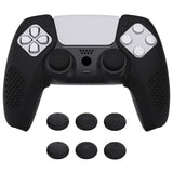 PlayVital 3D Studded Edition Black Ergonomic Soft Controller Silicone Case Grips for PS5, Rubber Protector Skins with 6 Black Thumbstick Caps for PS5 Controller – Compatible with Charging Station - TDPF015