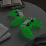 PlayVital 3D Studded Glow in Dark - Green Ergonomic Soft Controller Silicone Case Grips for PS5, Rubber Protector Skins with 6 Clear White Thumbstick Caps for PS5 Controller - TDPF027