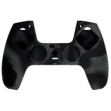 PlayVital 3D Studded Dark Gray & Black Ergonomic Soft Controller Silicone Case Grips for PS5, Rubber Protector Skins with 6 Black Thumbstick Caps for PS5 Controller - TDPF037