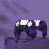 PlayVital 3D Studded Purple & Black Ergonomic Soft Controller Silicone Case Grips for PS5, Rubber Protector Skins with 6 Black Thumbstick Caps for PS5 Controller - TDPF035