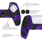 PlayVital 3D Studded Purple & Black Ergonomic Soft Controller Silicone Case Grips for PS5, Rubber Protector Skins with 6 Black Thumbstick Caps for PS5 Controller - TDPF035