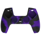 PlayVital 3D Studded Purple & Black Ergonomic Soft Controller Silicone Case Grips for PS5, Rubber Protector Skins with 6 Black Thumbstick Caps for PS5 Controller - TDPF035