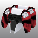 PlayVital 3D Studded Red & Black Ergonomic Soft Controller Silicone Case Grips for PS5, Rubber Protector Skins with 6 Black Thumbstick Caps for PS5 Controller - Compatible with Charging Station - TDPF039