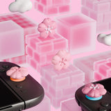 PlayVital 4 Pcs Thumb Grips for Nintendo Switch 2, Kawaii Silicone Thumbstick Caps for Joycon 2, Joystick Cover for Switch 2 Accessories - Blush Cherry Blossom Petals - WWYNTJ027