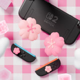 PlayVital 4 Pcs Thumb Grips for Nintendo Switch 2, Kawaii Silicone Thumbstick Caps for Joycon 2, Joystick Cover for Switch 2 Accessories - Blush Cherry Blossom Petals - WWYNTJ027