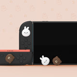 PlayVital 4 Pcs Thumb Grips for Nintendo Switch 2, Kawaii Silicone Thumbstick Caps for Joycon 2, Joystick Cover for Switch 2 Accessories - Chubby Bear & Smiley Bunny - WWYNTJ007
