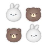 PlayVital 4 Pcs Thumb Grips for Nintendo Switch 2, Kawaii Silicone Thumbstick Caps for Joycon 2, Joystick Cover for Switch 2 Accessories - Chubby Bear & Smiley Bunny - WWYNTJ007