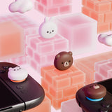 PlayVital 4 Pcs Thumb Grips for Nintendo Switch 2, Kawaii Silicone Thumbstick Caps for Joycon 2, Joystick Cover for Switch 2 Accessories - Chubby Bear & Smiley Bunny - WWYNTJ007
