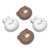 PlayVital 4 Pcs Thumb Grips for Nintendo Switch 2, Kawaii Silicone Thumbstick Caps for Joycon 2, Joystick Cover for Switch 2 Accessories - Chubby Bear & Smiley Bunny - WWYNTJ007