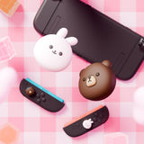 PlayVital 4 Pcs Thumb Grips for Nintendo Switch 2, Kawaii Silicone Thumbstick Caps for Joycon 2, Joystick Cover for Switch 2 Accessories - Chubby Bear & Smiley Bunny - WWYNTJ007