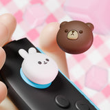 PlayVital 4 Pcs Thumb Grips for Nintendo Switch 2, Kawaii Silicone Thumbstick Caps for Joycon 2, Joystick Cover for Switch 2 Accessories - Chubby Bear & Smiley Bunny - WWYNTJ007