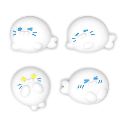 PlayVital 4 Pcs Thumb Grips for Nintendo Switch 2, Kawaii Silicone Thumbstick Caps for Joycon 2, Joystick Cover for Switch 2 Accessories - Cutie Seal Squad - WWYNTJ001