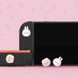 PlayVital 4 Pcs Thumb Grips for Nintendo Switch 2, Kawaii Silicone Thumbstick Caps for Joycon 2, Joystick Cover for Switch 2 Accessories - Pink Cosplaying Kitten & Puppy - WWYNTJ008