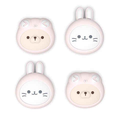 PlayVital 4 Pcs Thumb Grips for Nintendo Switch 2, Kawaii Silicone Thumbstick Caps for Joycon 2, Joystick Cover for Switch 2 Accessories - Pink Cosplaying Kitten & Puppy - WWYNTJ008