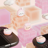 PlayVital 4 Pcs Thumb Grips for Nintendo Switch 2, Kawaii Silicone Thumbstick Caps for Joycon 2, Joystick Cover for Switch 2 Accessories - Pink Cosplaying Kitten & Puppy - WWYNTJ008