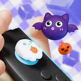 PlayVital 6 Pcs Thumb Grips for Nintendo Switch 2, Cute Silicone Thumbstick Caps for Switch 2, Analog Cover for Joycon 2 Joystick Caps - Halloween Pumpkin Bat with Spooky Ghost - WWYNTJ004
