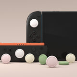 PlayVital 8Pcs Thumb Grip Caps for Nintendo Switch 2, Silicone Thumbstick Grip Cover for Switch 2, Comfort Joystick Caps for Joycon 2 - White & Antique Yellow & Pink & Matcha Green - WWYNTM037