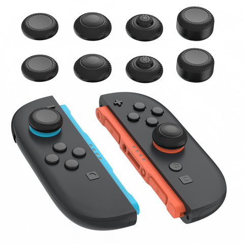 PlayVital 8 in 1 Pro Thumbs Grip Caps for Nintendo Switch 2, Ergonomic Anti-Slip Joystick Caps for Joycon 2 Grip, 8Pcs Thumbstick Cover Accessories for Switch 2 - Black - WWYNTM001