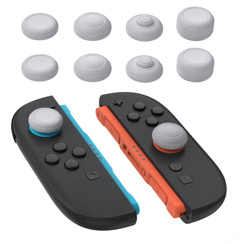 PlayVital 8 in 1 Pro Thumbs Grip Caps for Nintendo Switch 2, Ergonomic Anti-Slip Joystick Caps for Joycon 2 Grip, 8Pcs Thumbstick Cover Accessories for Switch 2 - New Hope Gray - WWYNTM003