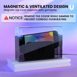 PlayVital Clear Acrylic Dustproof Cover for Nintendo Switch 2 , Magnetic Ventilation Top, Tool-Free Installation, Transparent Display Box for Switch 2 Dock Mode - Clear Black - SGUNTM002