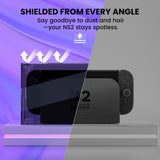 PlayVital Clear Acrylic Dustproof Cover for Nintendo Switch 2 , Magnetic Ventilation Top, Tool-Free Installation, Transparent Display Box for Switch 2 Dock Mode - Clear Black - SGUNTM002