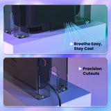 PlayVital Clear Acrylic Dustproof Cover for Nintendo Switch 2 , Magnetic Ventilation Top, Tool-Free Installation, Transparent Display Box for Switch 2 Dock Mode - Clear Black - SGUNTM002