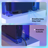 PlayVital Clear Acrylic Dustproof Cover for Nintendo Switch 2 , Magnetic Ventilation Top, Tool-Free Installation, Transparent Display Box for Switch 2 Dock Mode - Clear Blue - SGUNTM003