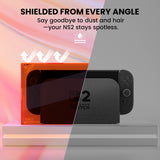 PlayVital Clear Acrylic Dustproof Cover for Nintendo Switch 2 , Magnetic Ventilation Top, Tool-Free Installation, Transparent Display Box for Switch 2 Dock Mode - Clear Orange - SGUNTM004