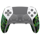 PlayVital Anti-Skid Sweat-Absorbent Controller Grip for ps5 Edge Wireless Controller, Professional Textured Soft PU Handle Grips Anti Sweat Protector for ps5 Edge Controller - Green Weeds - PFPJ149