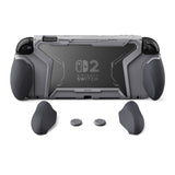 PlayVital BEYOND-GRIP Interchangeable Grip Protective Cover for Nintendo Switch 2 (2025), Ergonomic TPU Dockable Case Accessories for Switch 2 with Joystick Caps, Shockproof - New Hope Gray - XJKNTM003