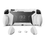 PlayVital BEYOND-GRIP Interchangeable Grip Protective Cover for Nintendo Switch 2 (2025), Ergonomic TPU Dockable Case Accessories for Switch 2 with Joystick Caps, Shockproof - White - XJKNTM002
