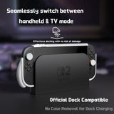 PlayVital BEYOND-GRIP Interchangeable Grip Protective Cover for Nintendo Switch 2 (2025), Ergonomic TPU Dockable Case Accessories for Switch 2 with Joystick Caps, Shockproof - White - XJKNTM002