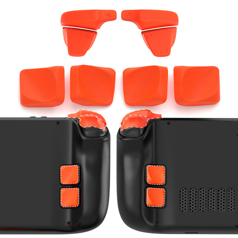 PlayVital Design for Steam Deck Back Buttons & Shoulder Buttons Trigger Enhancement Set, LR Increaser Trigger Grip + Back Button Improvement Accessories for Steam Deck OLED & LCD - Orange - BPSD0A003
